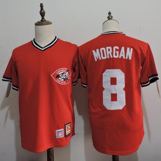 Reds 8 Joe Morgan Red Hall Of Fame Throwback Jersey